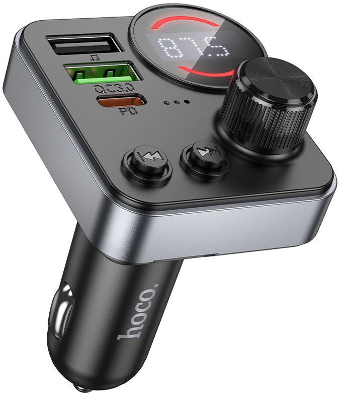 Bluetooth FM Transmitter Hoco E86 Alegria 48W με 2xUSB-A και 1xUSB-C BT 5.4 Υποστηρίζει και Αναπαραγωγή απο TF Card