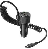 Φορτιστής Αυτοκινήτου Hoco NZ17A Avant-garde 1xUSB-A και 2xUSB-C 50W PD+QC με Καλώδιο Type-C Black