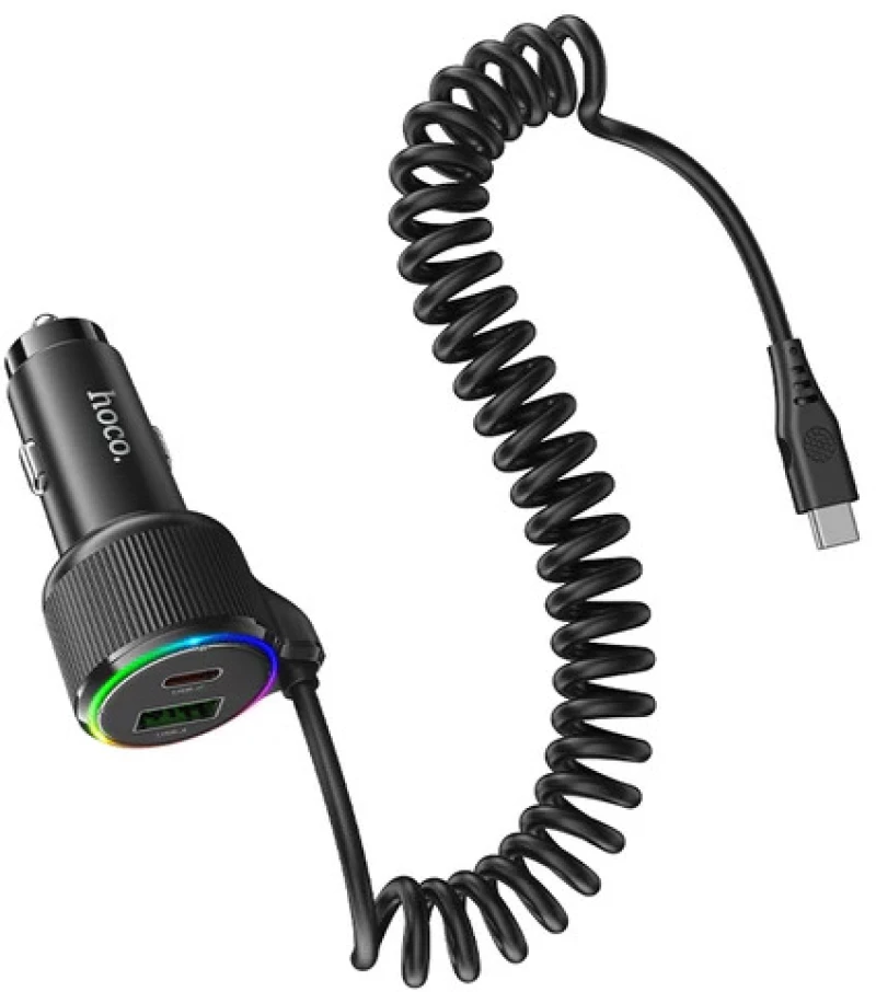 Φορτιστής Αυτοκινήτου Hoco NZ17A Avant-garde 1xUSB-A και 2xUSB-C 50W PD+QC με Καλώδιο Type-C Black