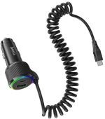 Φορτιστής Αυτοκινήτου Hoco NZ17A Avant-garde 1xUSB-A και 2xUSB-C 50W PD+QC με Καλώδιο Type-C Black