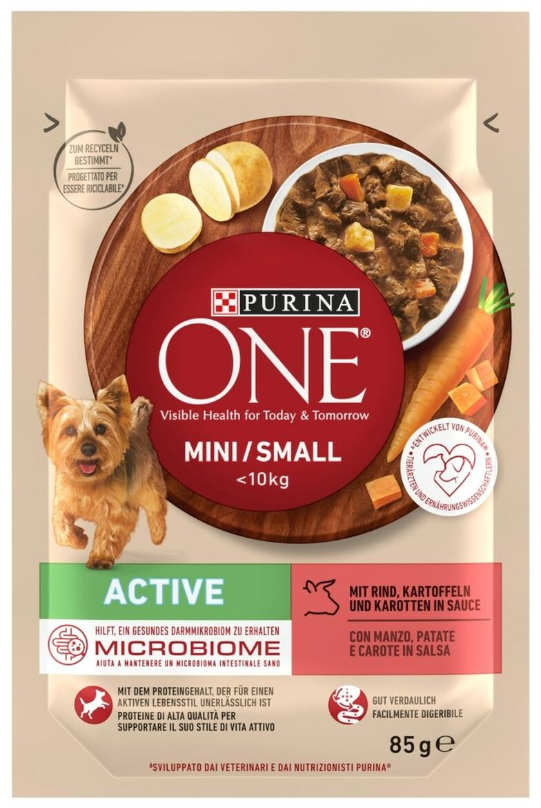 Υγρό φαγητό Purina Mini/Small Active Beef Βοδινό κρέας 85 g