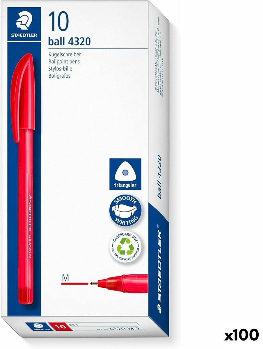 Σετ Στυλό Staedtler Ball 4320 Κόκκινο 1 mm (100 Μονάδες)