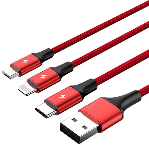 Καλώδιο USB σε Micro USB, USB-C και Lightning Unitek C4049RD Κόκκινο 1,2 m