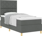 vidaXL Κρεβάτι Box Spring με Στρώμα Σκούρο Γκρι Μονός Υφασμάτινος