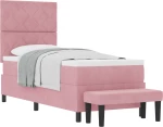 vidaXL Κρεβάτι Box Spring με Στρώμα & Πάγκο Ροζ 80x200 εκ Βελούδο