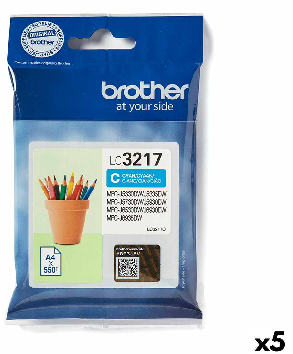 Αυθεντικό Φυσίγγιο μελάνης Brother LC3217 Κυανό (5 Μονάδες)