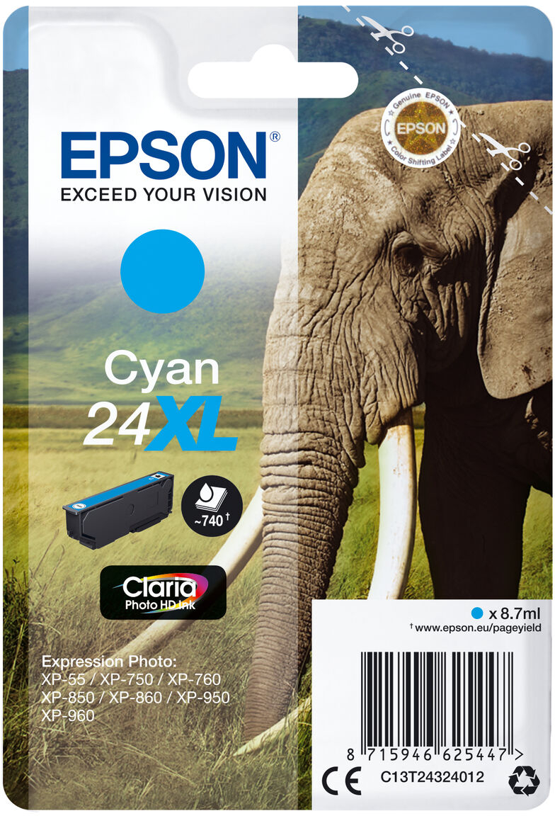 Αυθεντικό Φυσίγγιο μελάνης Epson CLARIA PHOTO HD INK EXPRESSION PHOTO XP-950 - 24XL Κυανό (x10)