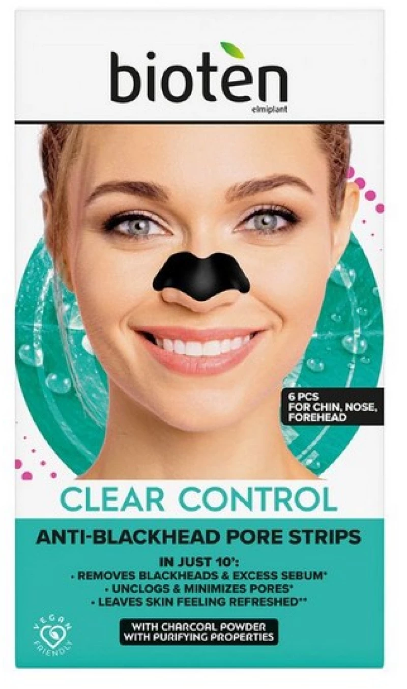 Bioten Clear Control Anti Blackhead Pore Strips Επιθέματα Καθαρισμού Πόρων 6τμχ
