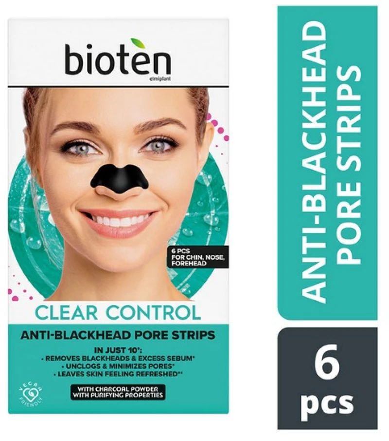 Bioten Clear Control Anti Blackhead Pore Strips Επιθέματα Καθαρισμού Πόρων 6τμχ