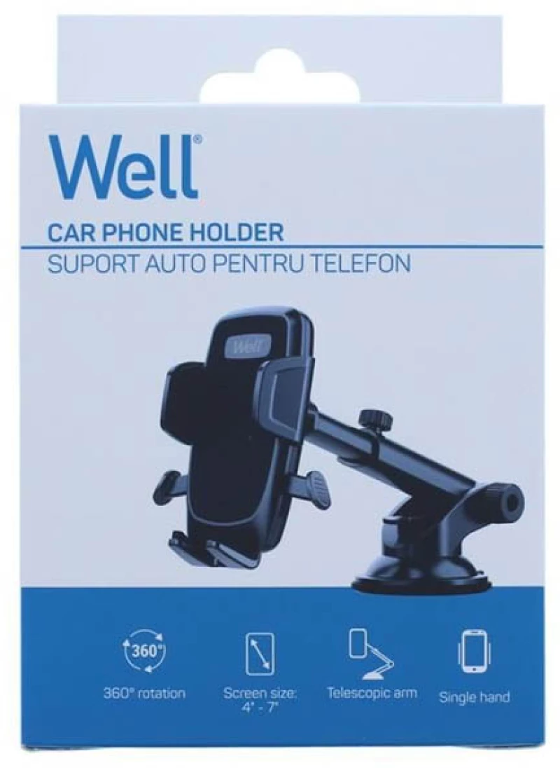 Βάση Στήριξης Αυτοκινήτου με βεντούζα για Smartphone Well MOUNT-CAR-SCA07-WL