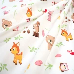 Πάνα Χασέ Forest Animals 571 White-Pink DimCol 80x80cm 100% Βαμβάκι
