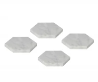 Σουβέρ Μαρμάρινα Hexagon (Σετ 4Τμχ) AH-MS24133 Φ10x8,7cm White Andrea House Μάρμαρο