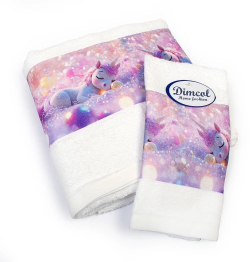 Πετσέτες Βρεφικές Dreaming Unicorn 321 (Σετ 2τμχ) White DimCol Towels Set 70x140cm 100% Βαμβάκι
