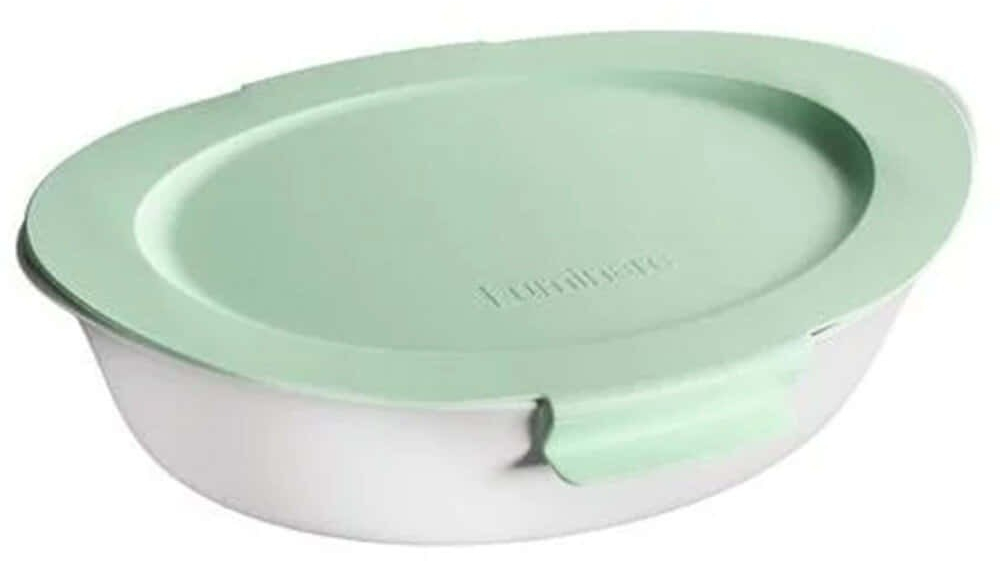 Πυρίμαχο Σκεύος Με Καπάκι Smart Cuisine Wavy V5945 32x20cm White-Green Luminarc Οπαλίνα