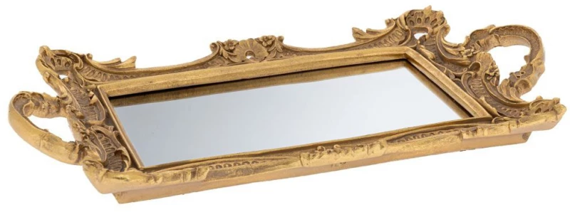 Δίσκος Με Καθρέπτη 89747 39.5x22x4cm Clear-Bronze Κεραμικό,Polyresin