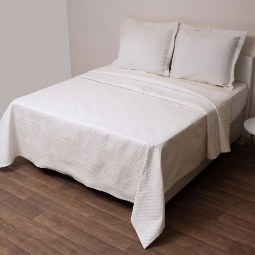 Κουβέρτα Polycotton Δήλος Ecru Viopros  Semi-double 170x260cm Βαμβάκι-Πολυέστερ