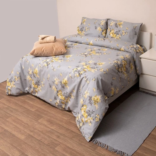 Σεντόνια 836 Με Λάστιχο (Σετ 3τμχ) Grey-Yellow Viopros  Semi-double 180x270cm Βαμβάκι-Πολυέστερ