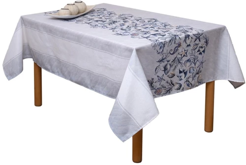 Runner Κοχύλι (Σετ 2τμχ) White-Blue Viopros 40X140 Βαμβάκι-Πολυέστερ