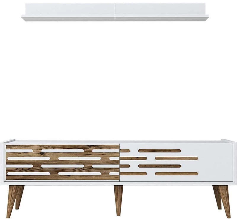 Σύνθεση Τηλεόρασης Valensiya 845HCT5390 140x35x45cm White-Walnut