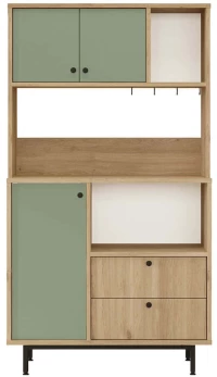 Ντουλάπι Κουζίνας 956LCS3581 88x35,5x161,2cm Oak-Green Μοριοσανίδα, Μέταλλο