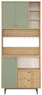 Ντουλάπι Κουζίνας 956LCS3584 88x35,5x205cm Oak-Green Μοριοσανίδα, Μέταλλο