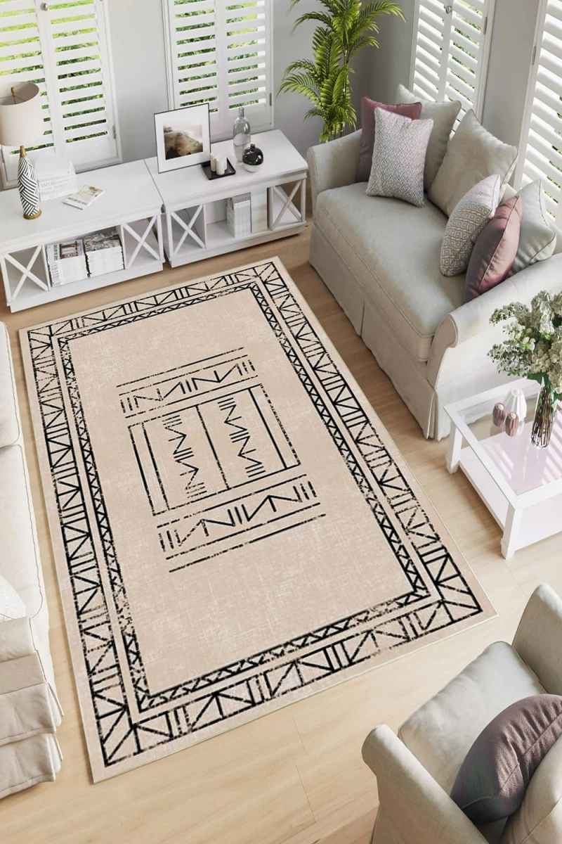 Χαλί W1052 213HFT1477 Beige-Black Conceptum Hypnose 100X200cm