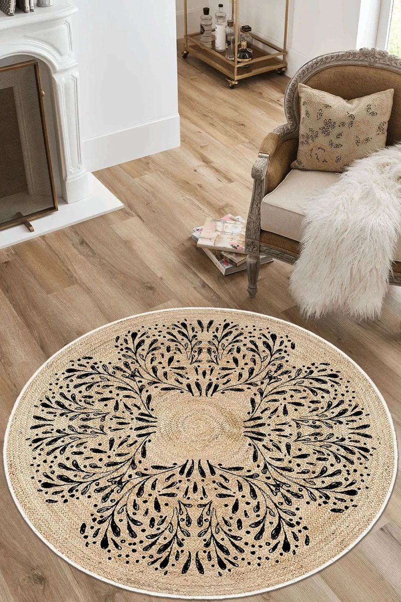 Χαλί Woopamuk473 599HFT4848 Cream-Black Conceptum Hypnose 90X90cm Round