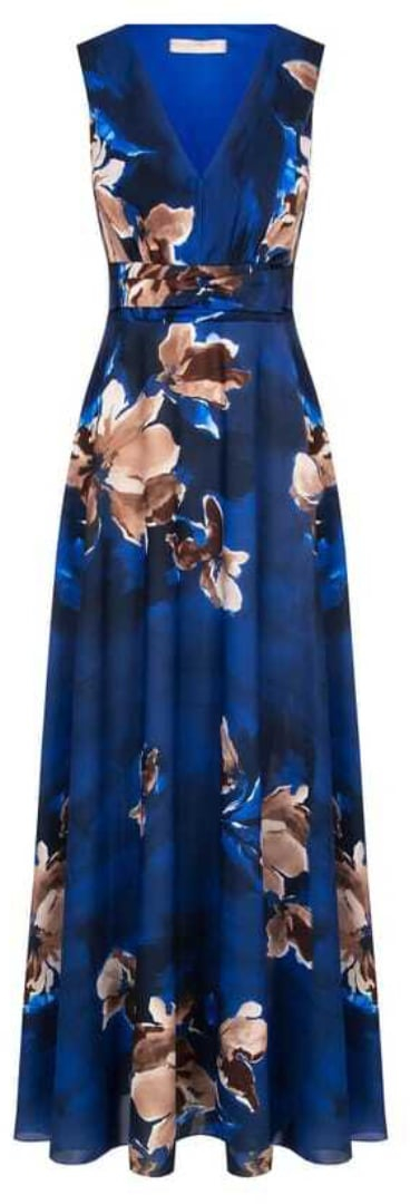 Μακρύ φλοράλ φόρεμα plus size Rinascimento - Μπλε