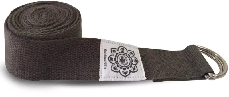 Ζώνη Γιόγκα (Ιμάντας) Yoga Pilates Strap D-Ring Cotton Grey XL 270cmX4cm
