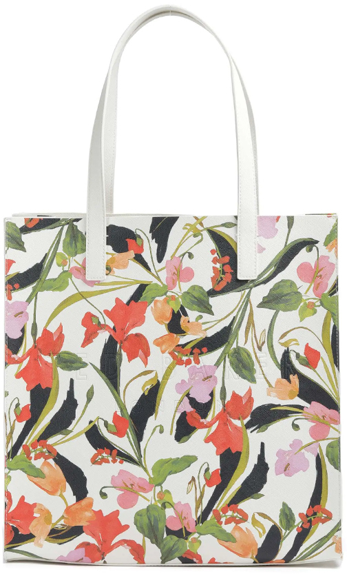 TED BAKER FLOWELA FLORAL PRINTED MEDIUM TOTE BAG WOMEN TED BAKER ΚΟΚΚΙΝΟ- ΛΕΥΚΟ- ΠΡΑΣΙΝΟ (280162-CREAM)