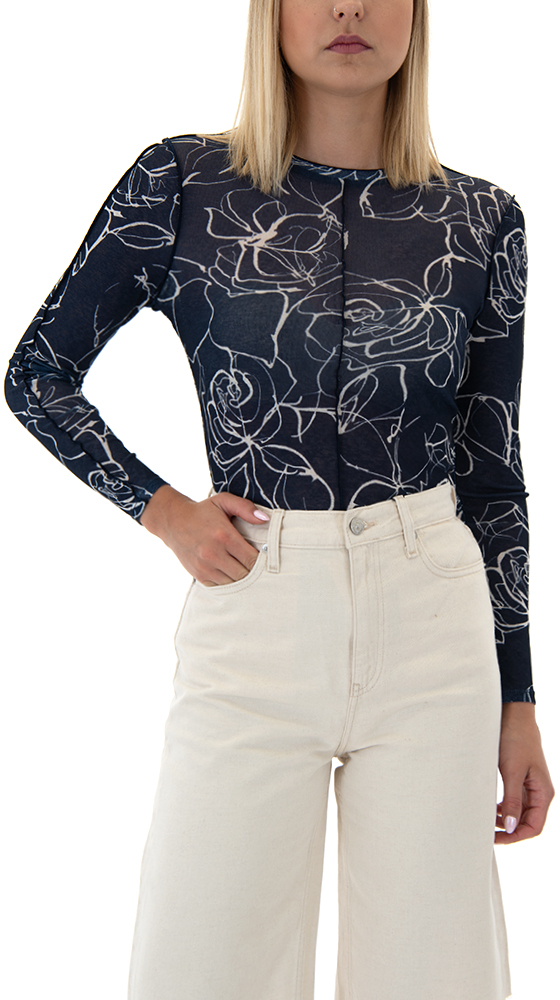 TED BAKER TANYELL TEXTURED MESH LONGSLEEVE TOP WOMEN TED BAKER ΛΕΥΚΟ- ΜΠΛΕ (275336-NAVY)