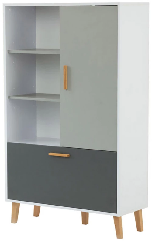 Ραφιέρα Timmy Λευκό-Γραφίτη-Γκρι 90x36x147cm