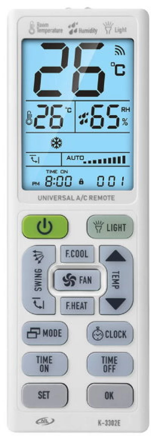K-3302E  Universal Τηλεχειριστήριο Αντικατάστασης για Air Condition (Λευκό)