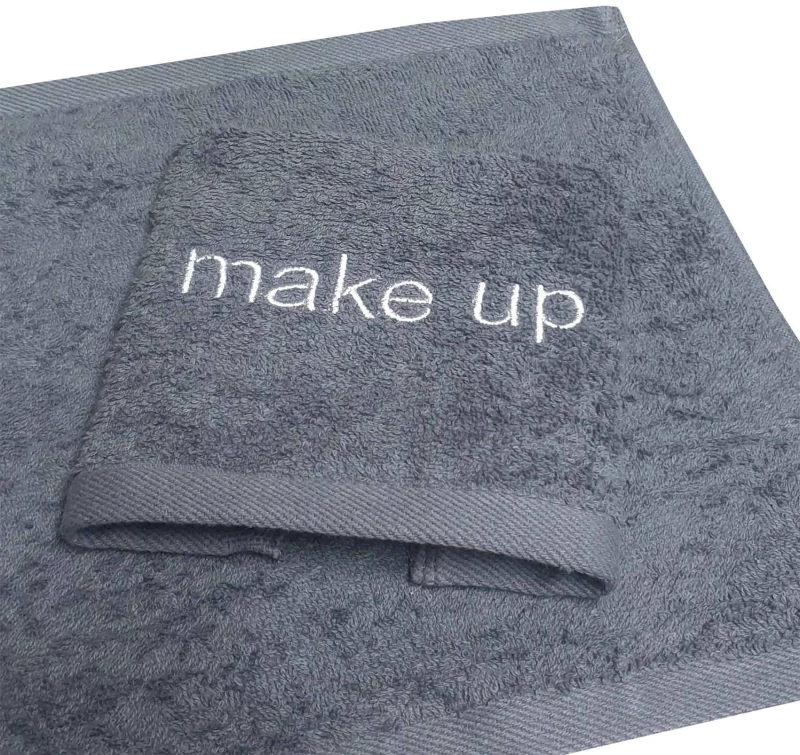 Λαβέτα με κέντημα Make Up Cotton 100% 500gr/m2 30x30 Grey