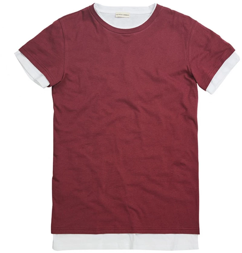 Μπλούζα Διπλή The Project Garments Double Crew Neck Wool Blend T-Shirt Burgundy