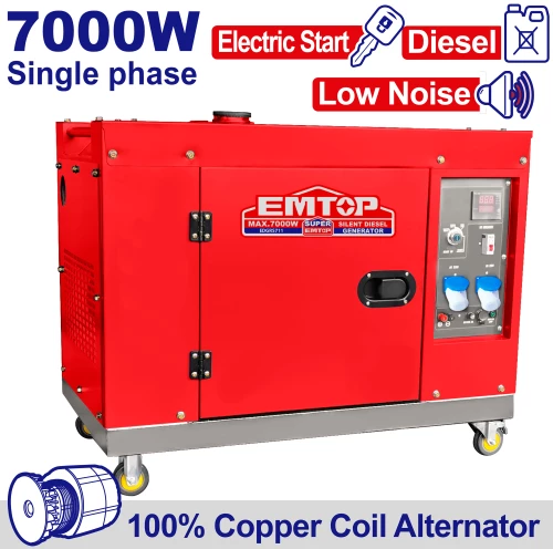EMTOP ΓΕΝΝΗΤΡΙΑ DIESEL ΜΟΝΟΦΑΣΙΚΗ ΚΛΕΙΣΤΟΥ ΤΥΠΟΥ 7.000W ΜΕ ΑΥΤΟΜ. ΜΕΤΑΓΩΓΙΚΟ ΠΙΝΑΚΑ ATS EDGRS711