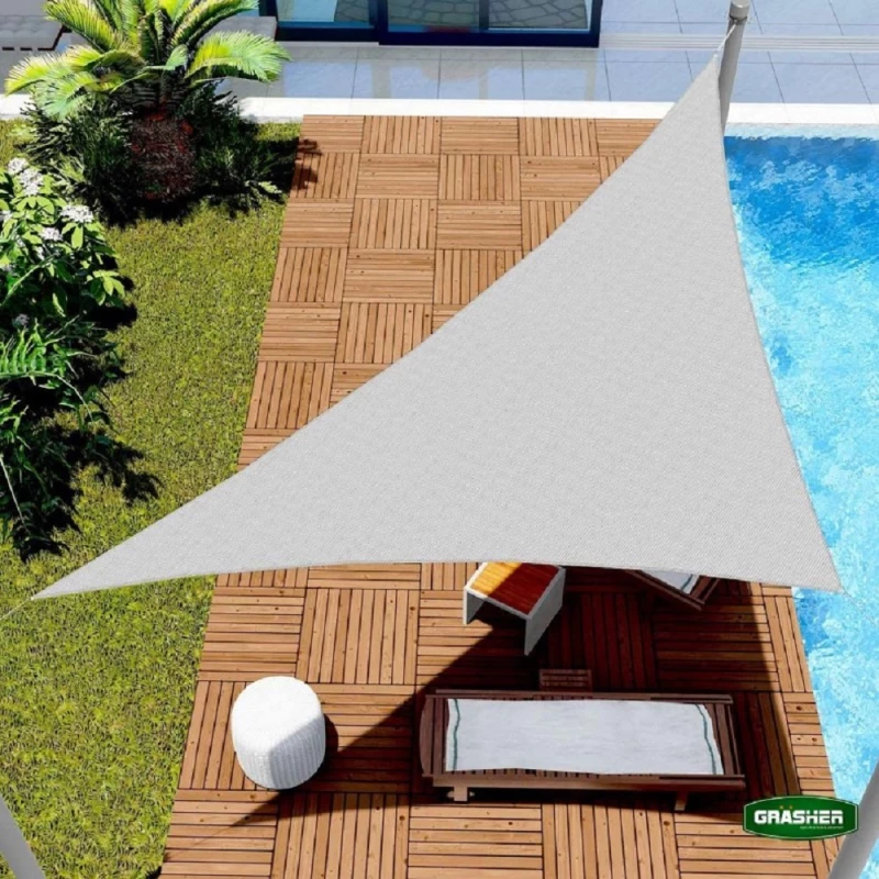 Grasher Ε220 Πανί σκίασης τρίγωνο με κρίκους 180gr/m²  5x5x5m Γκρί / 103612