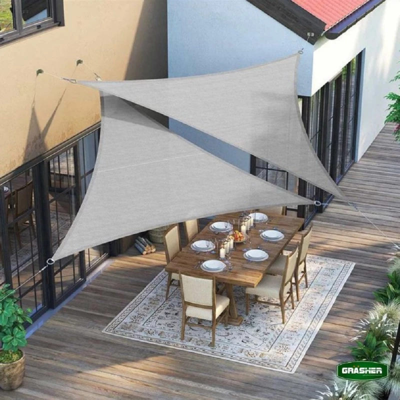Grasher Ε220 Πανί σκίασης τρίγωνο με κρίκους 180gr/m²  5x5x5m Γκρί / 103612