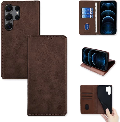 Θήκη Πορτοφόλι Vintage Magnet Wallet Sonique Samsung Galaxy S25 Ultra Καφέ