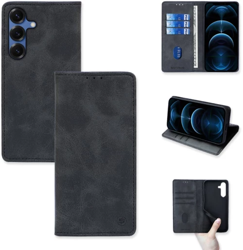 Θήκη Πορτοφόλι Vintage Magnet Wallet Sonique Samsung Galaxy S25 Plus Μαύρο