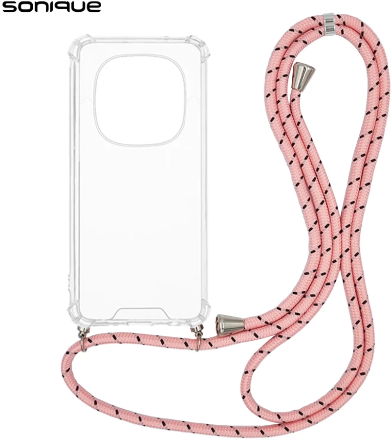 Θήκη Σιλικόνης με Κορδόνι Sonique Armor Clear Xiaomi Redmi Note 14 Pro 5G / Redmi Note 14 Pro Plus 5G / Poco X7 5G Rainbow Ροζ