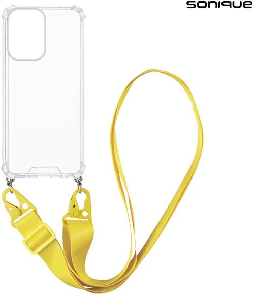 Θήκη Σιλικόνης με Strap Sonique Armor Clear Motorola Moto G05 4G / Moto E15 4G Κίτρινο
