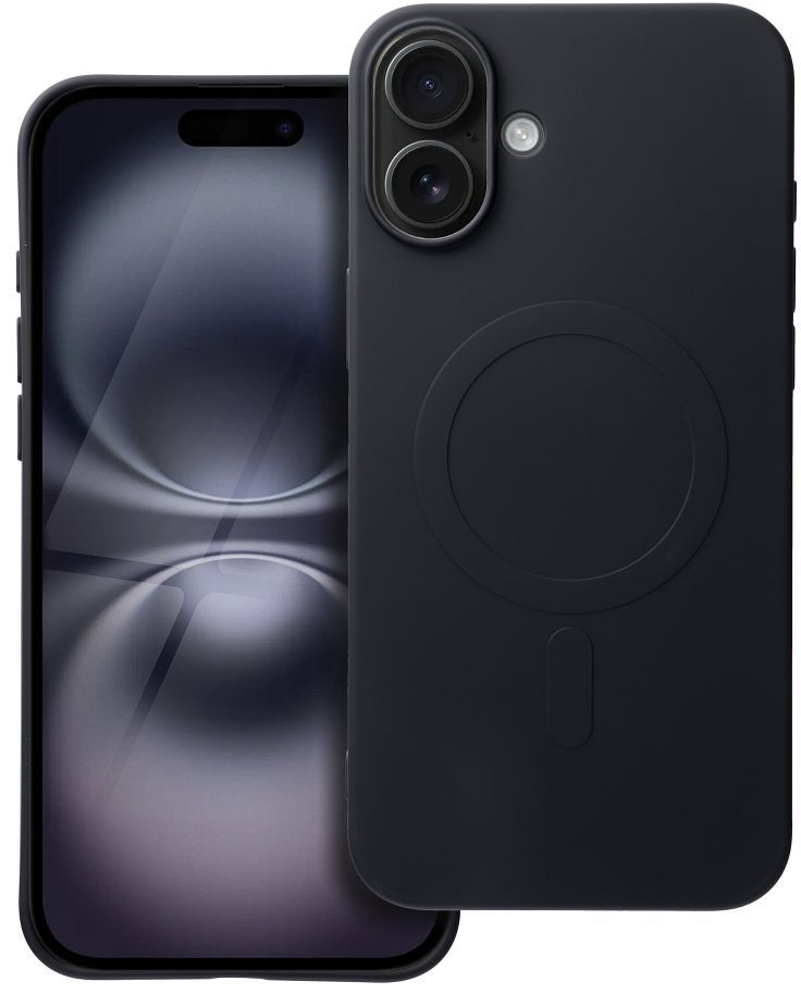 SILICONE MAG COVER (big hole) case compatible with MagSafe for IPHONE 16 Plus black