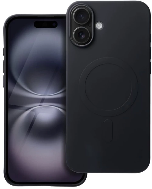 SILICONE MAG COVER (big hole) case compatible with MagSafe for IPHONE 16 Plus black