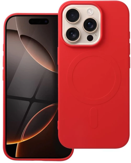 SILICONE MAG COVER (big hole) case compatible with MagSafe for IPHONE 16 Pro red