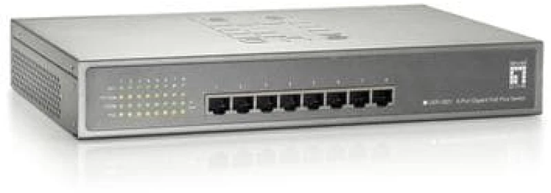 LevelOne 8-Port Gigabit Ethernet PoE Switch, 802.3at PoE+, 123.2W Grey (GEP-0821)