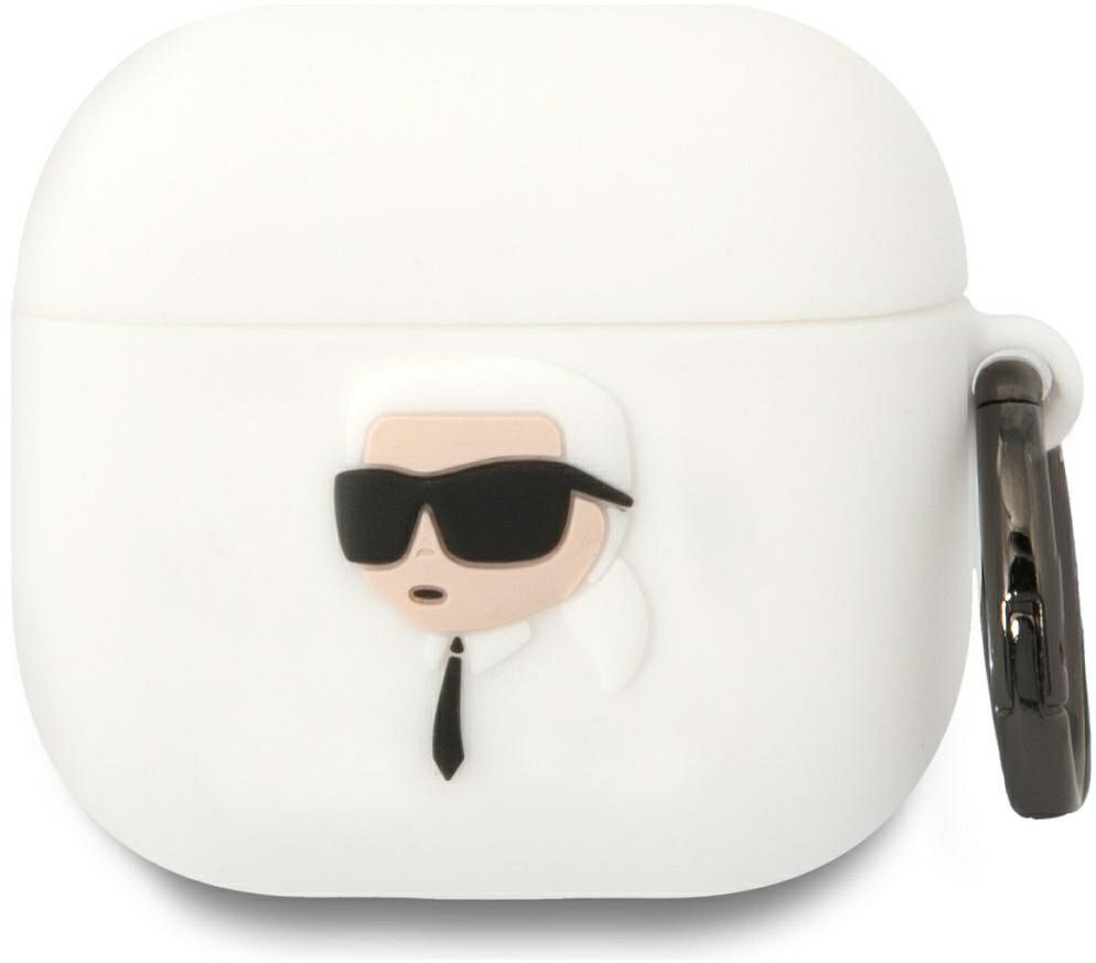 KARL LAGERFELD case for APPLE AirPods 4 KLA4RUNIKH (3D SIL NFT K) white