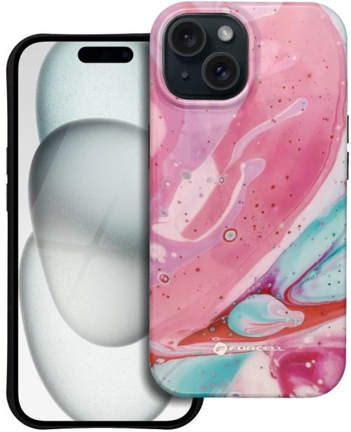 FORCELL F-PROTECT Mirage, Military Drop-Tested case compatible with MagSafe for IPHONE 15 pink marble