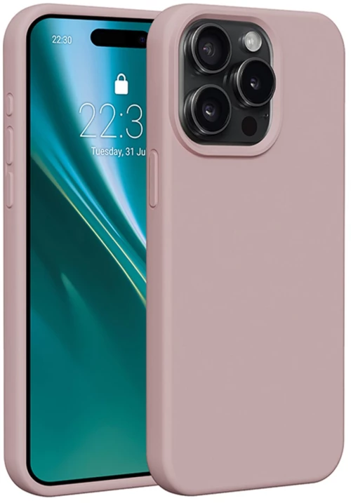 Etteri Silicone case for iPhone 15 Pro 6,1" light pink