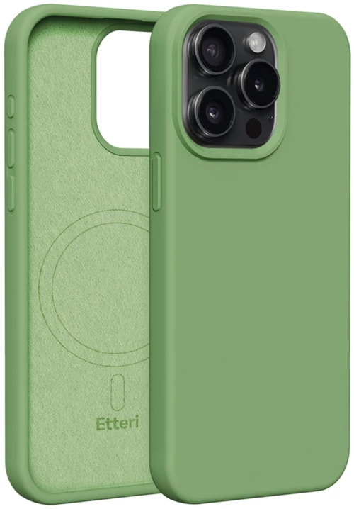 Etteri Silicone Mag case for iPhone 15 Pro 6,1" light green